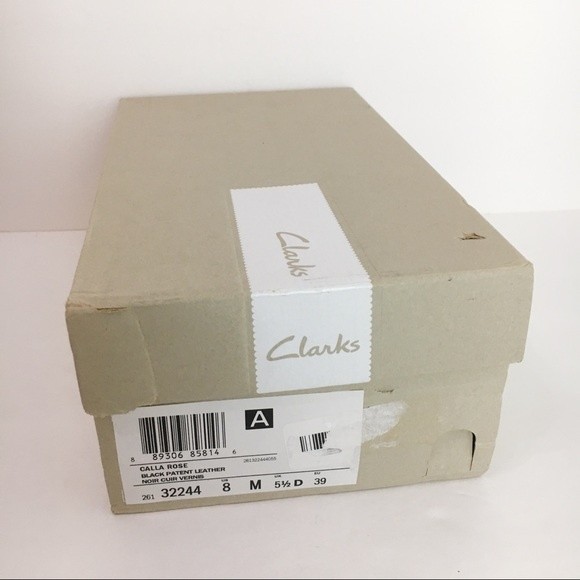 NEW Clarks Women Size 8 Calla Rose Black Patent Leather Heels Pumps Shoes - Picture 16 of 16